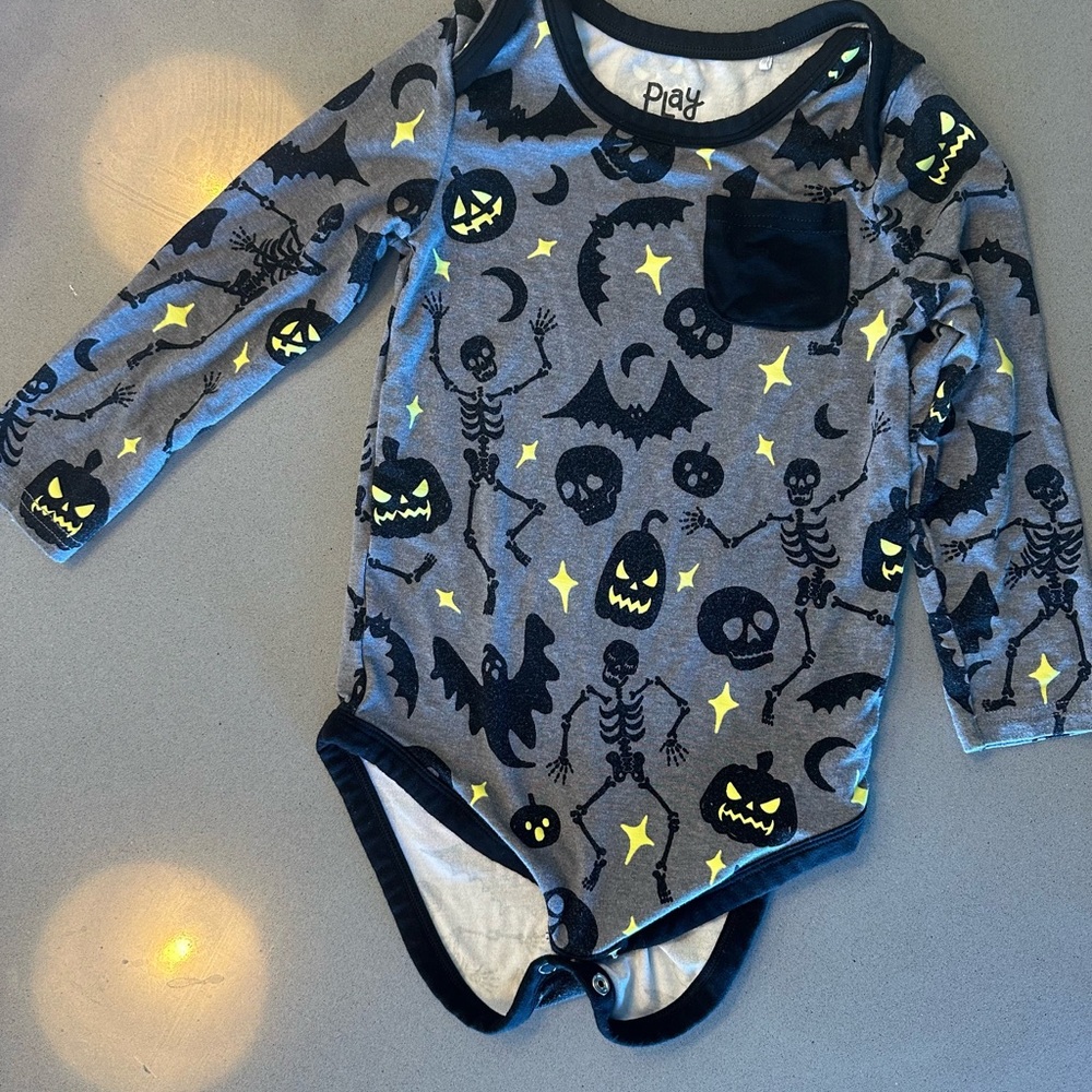 Little Sleepies Halloween Skeleton One Piece - Gray and Yellow